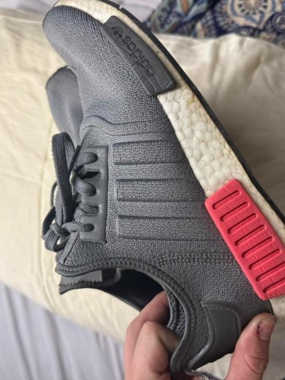 adidas Gray Sneakers with Pink Midsole Accent